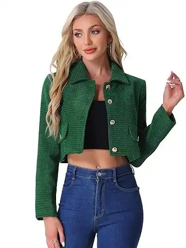 Chic Collared Crop Tweed Blazer